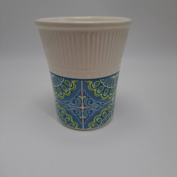 Pier 1 Atlas Blue Green Paisley White 12oz  Mug Cup Coffee Tea Discontinued - Picture 3 of 9